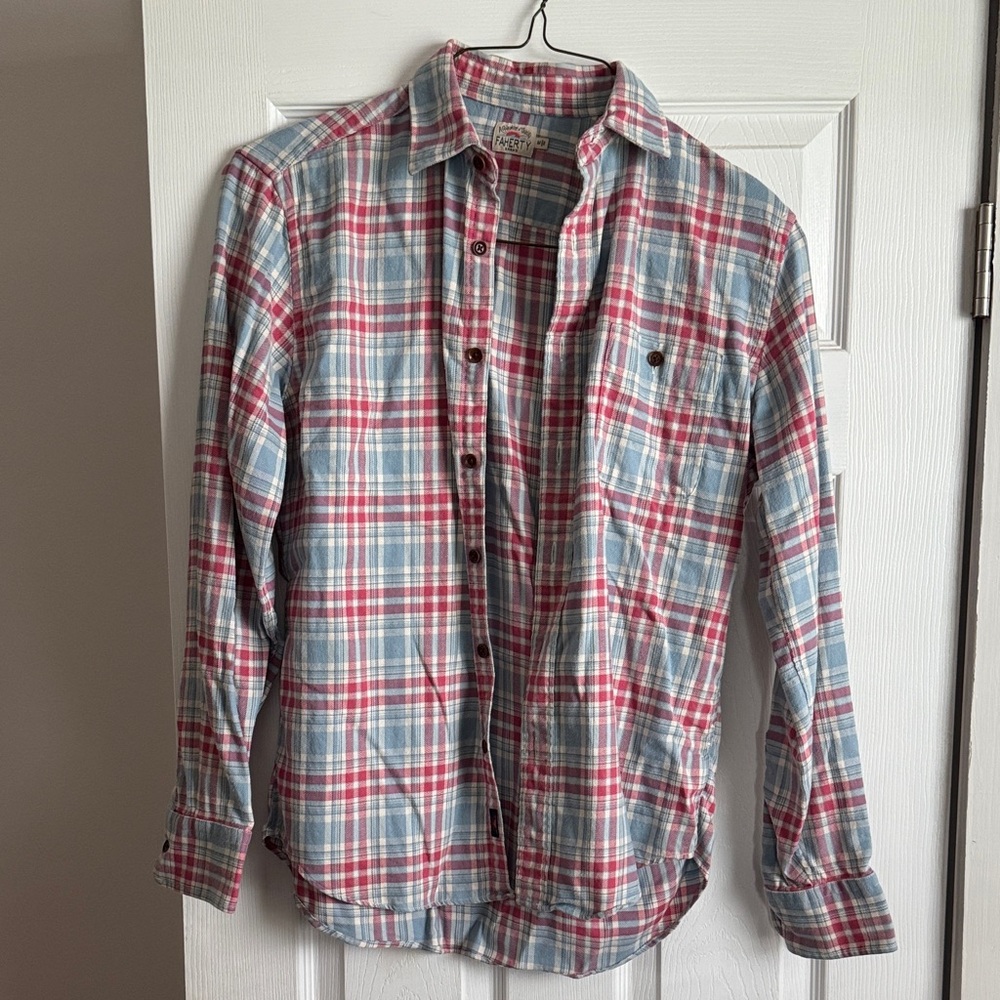 Faherty Red and Blue Plaid Casual Shirt